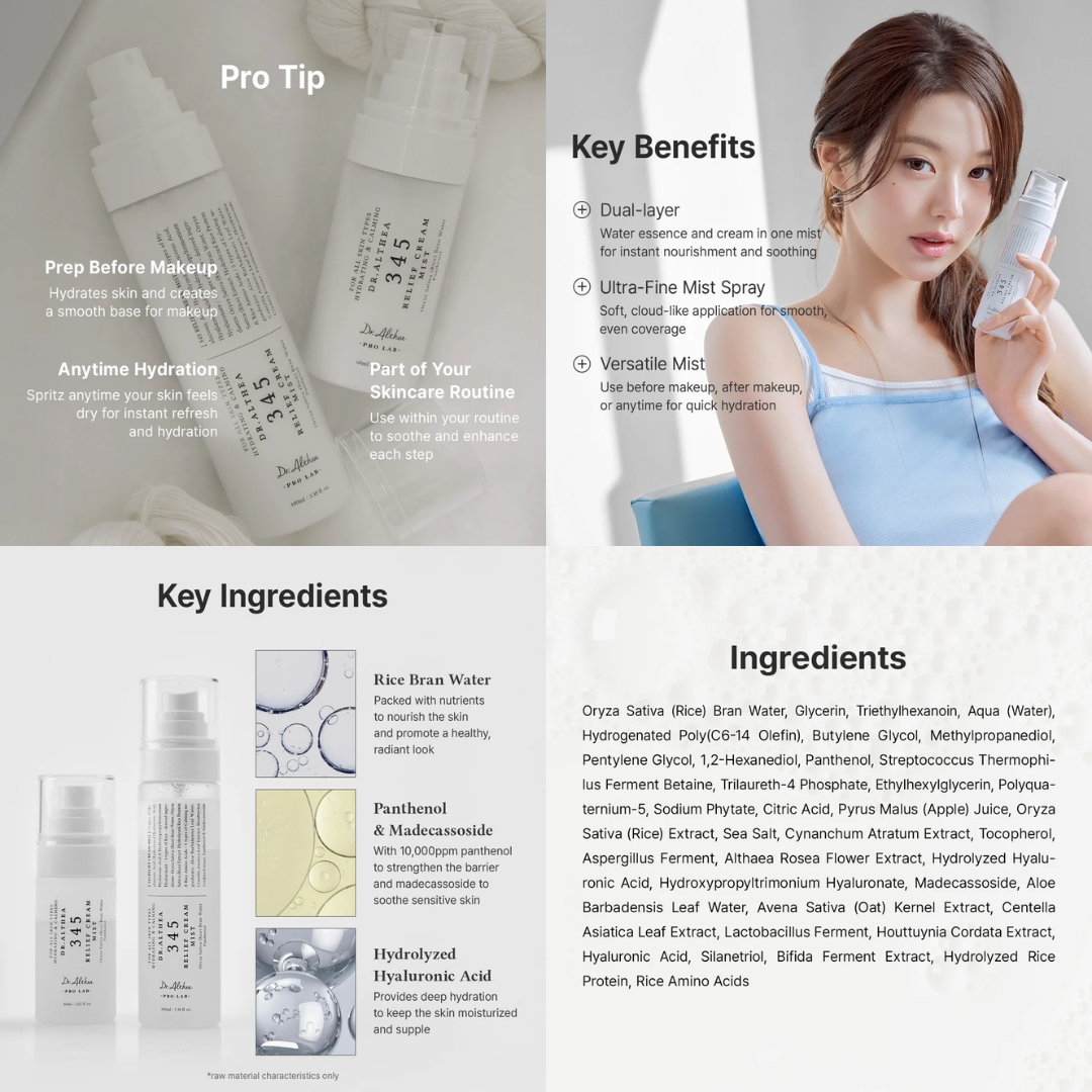 [PRE ORDER] Dr Althea 345 Cream Mist 100ml + Aqua Marine Jelly Mist 100ml