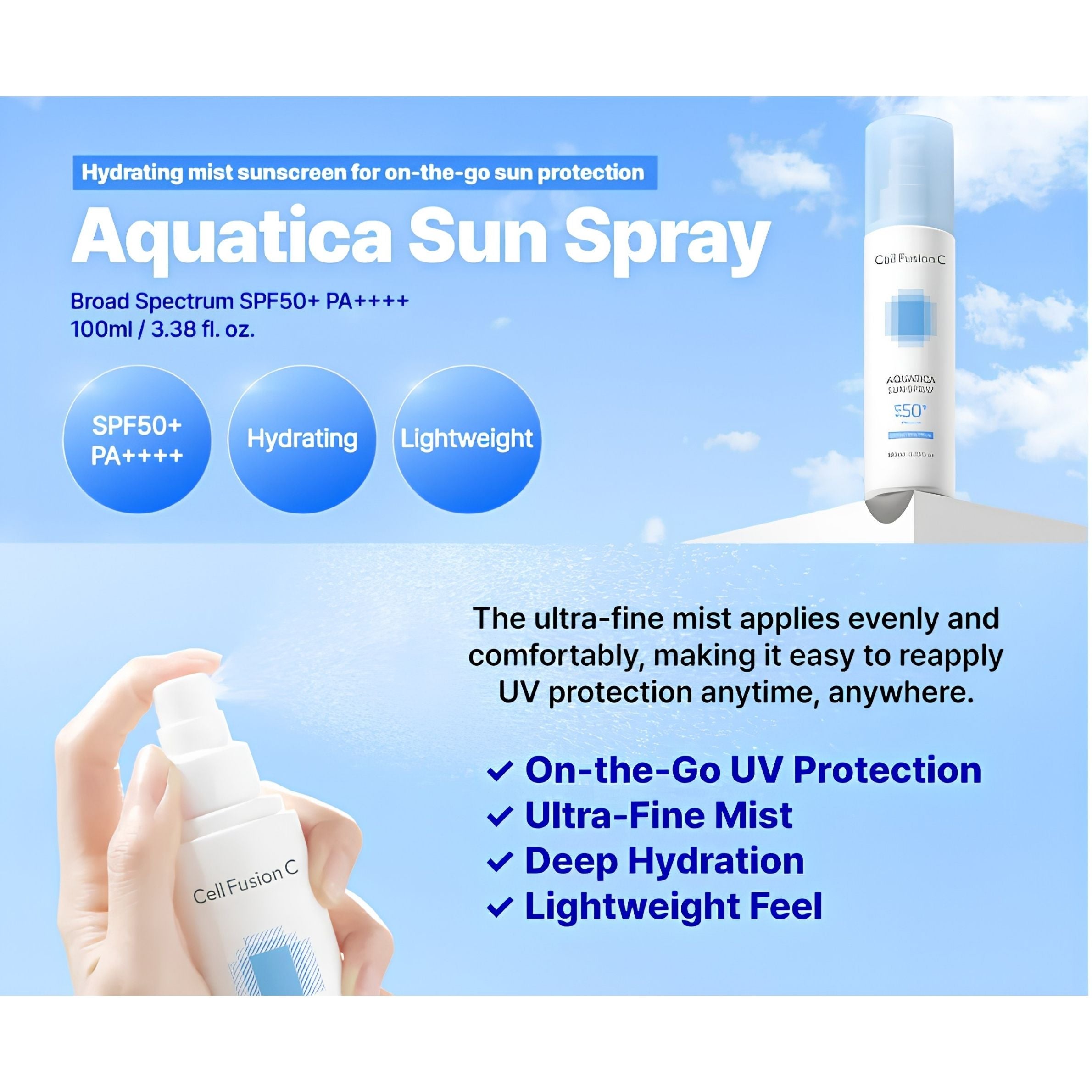 [PRE-ORDER] CELL FUSION C Aquatica Sun Spray SPF50 PA++++ 100ml