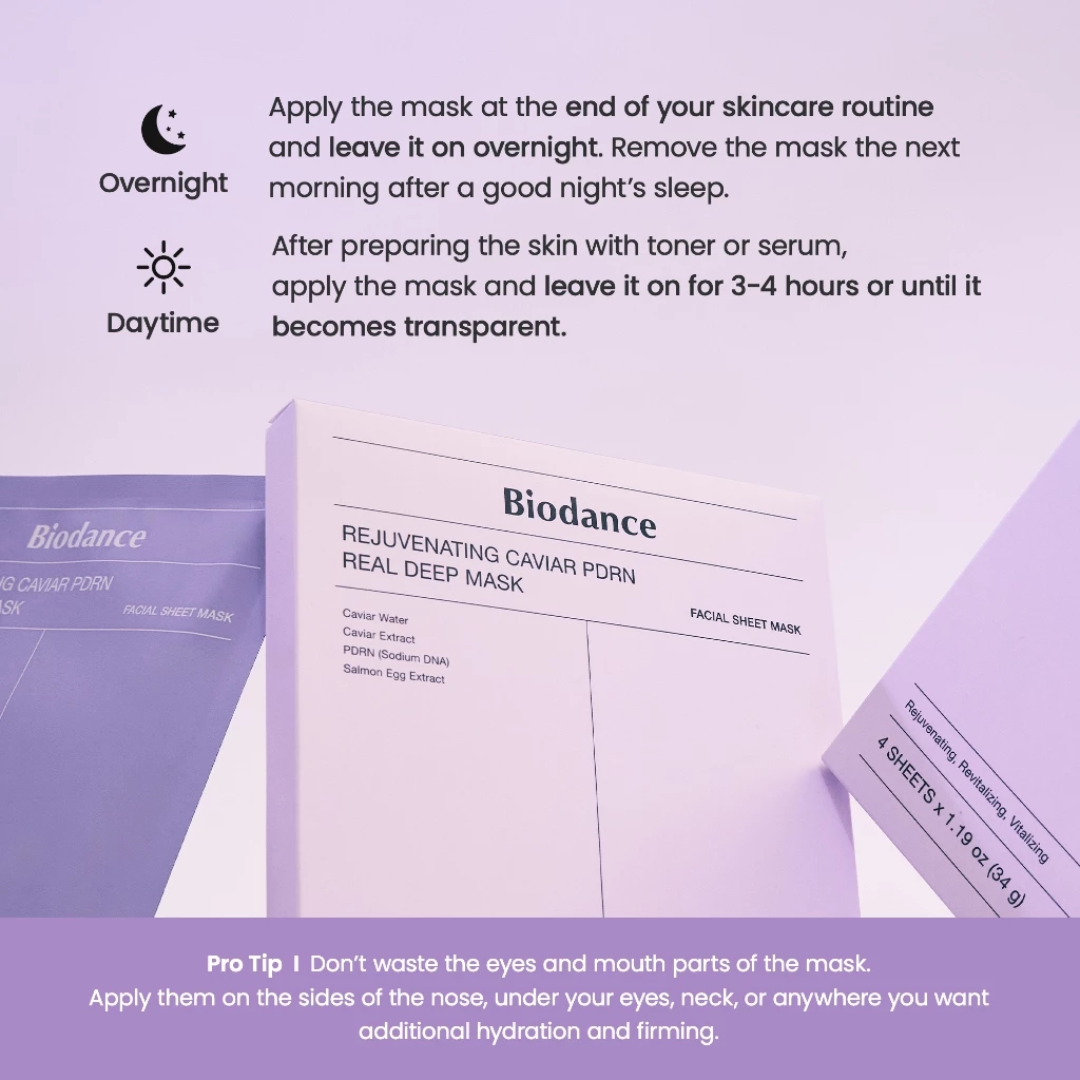 BIODANCE  Rejuvenating Caviar PDRN Real Deep Mask 4ea