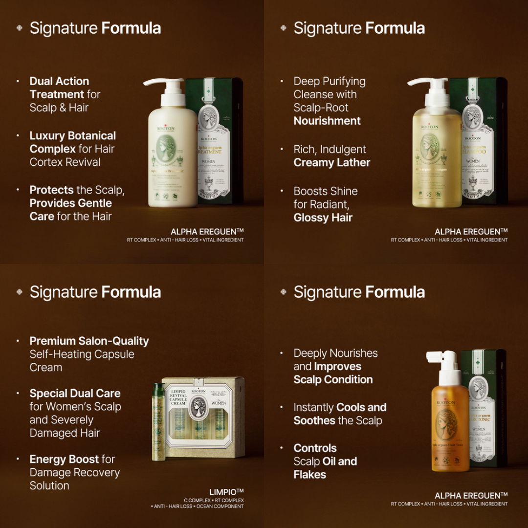 ROOTON Alpha Erguen Shampoo, Treatment, Tonic & Cream / SG STOCKS