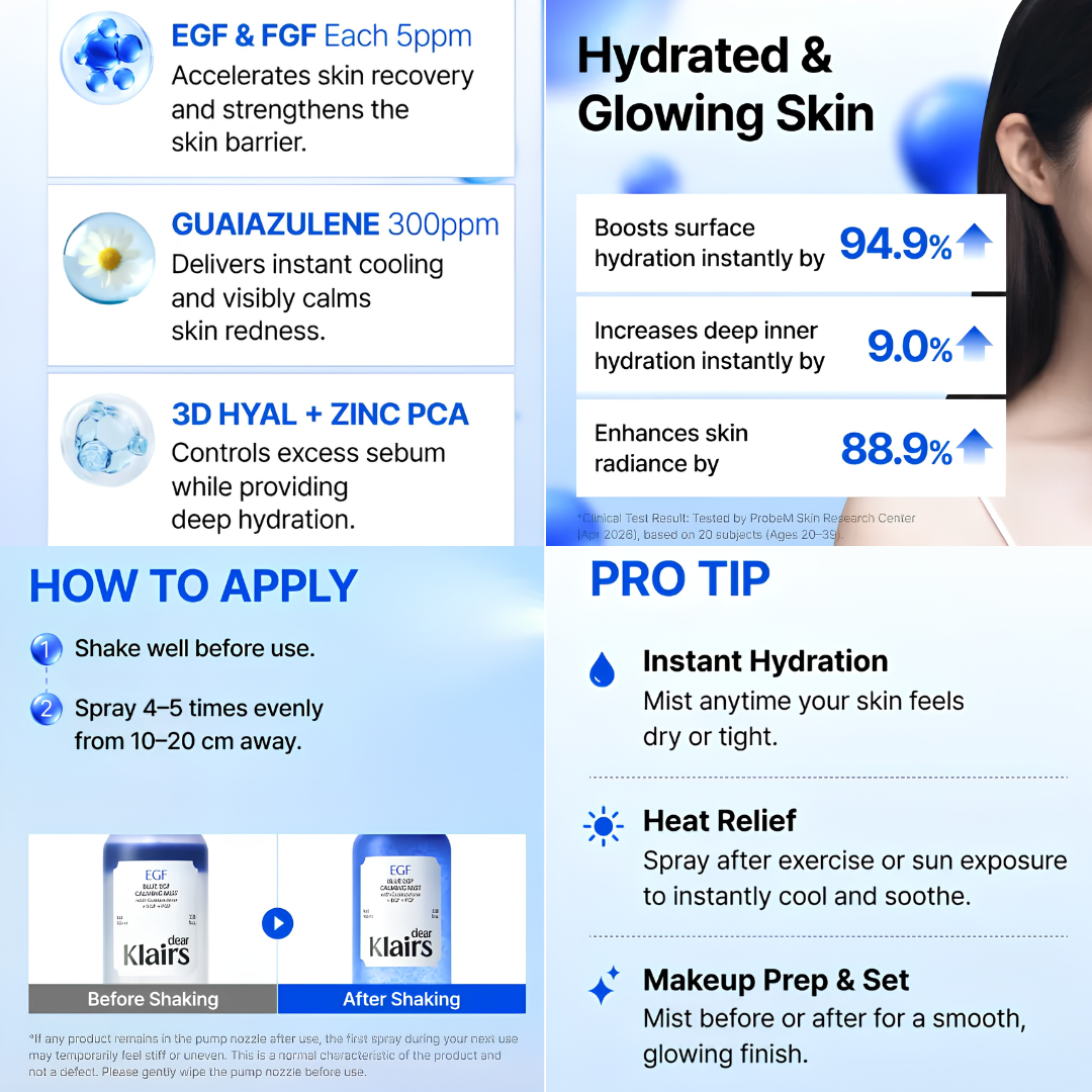 [PRE-ORDER] Dear, Klairs Blue EGF Calming Mist 100ml