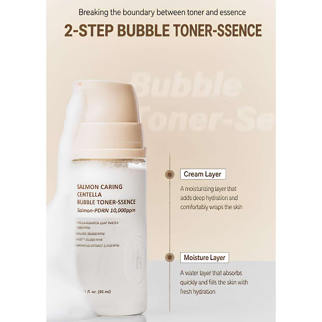 [PRE-ORDER] Heveblue Salmon Caring Centella Bubble Toner Essence 95ml