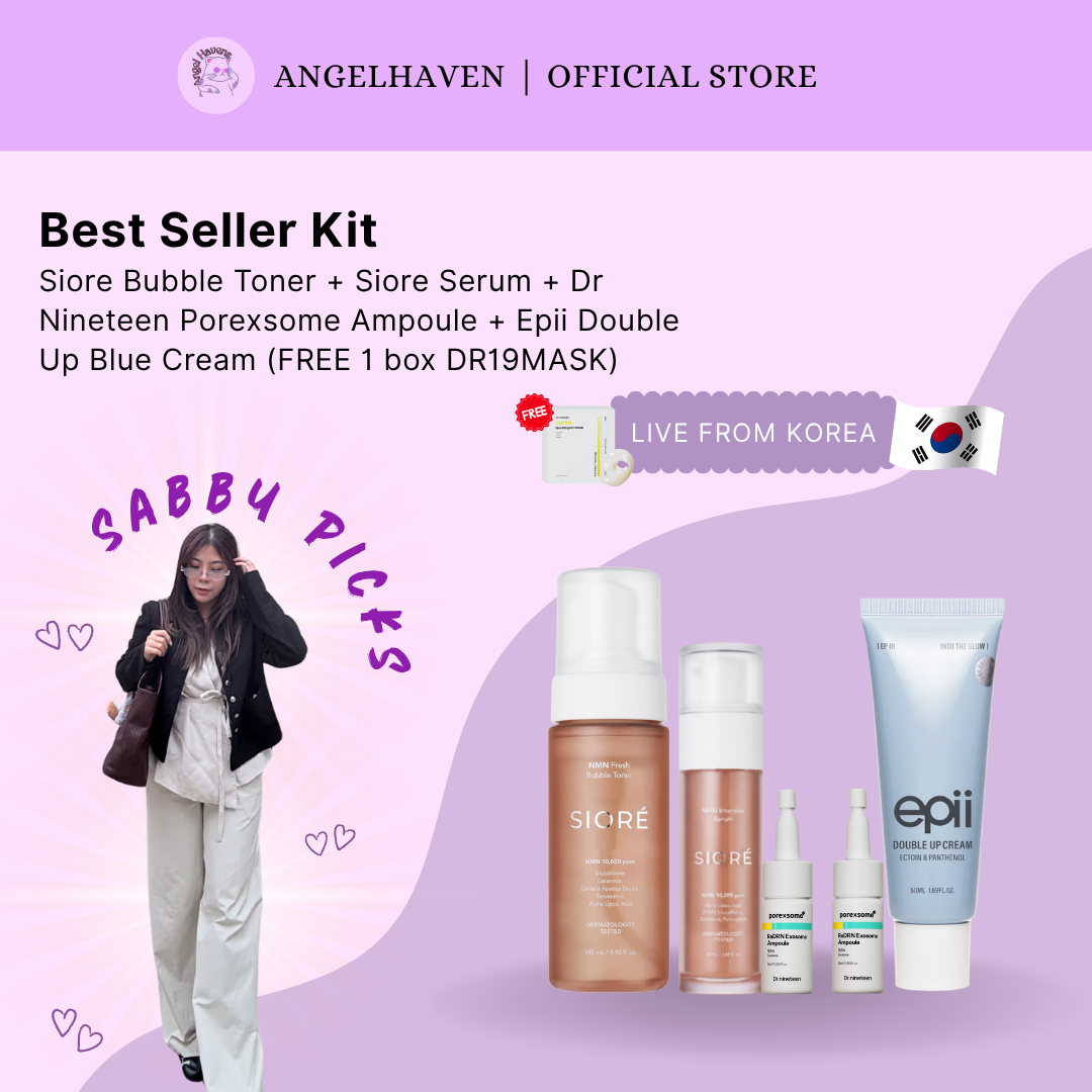 Best Seller Kit: Siore Bubble Toner + Siore Serum + Dr Nineteen Porexsome Ampoule + Epii Double Up Blue Cream (FREE DR19MASK)