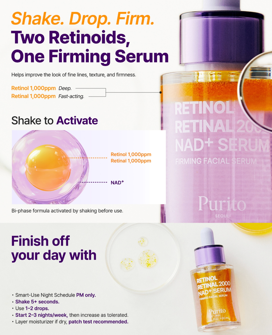 [PRE ORDER] Purito Retinol Retinal 2000 NAD+ Serum 30ml