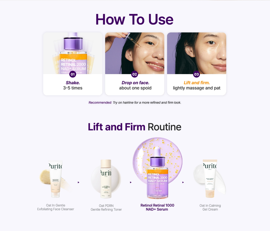 [PRE ORDER] Purito Retinol Retinal 2000 NAD+ Serum 30ml