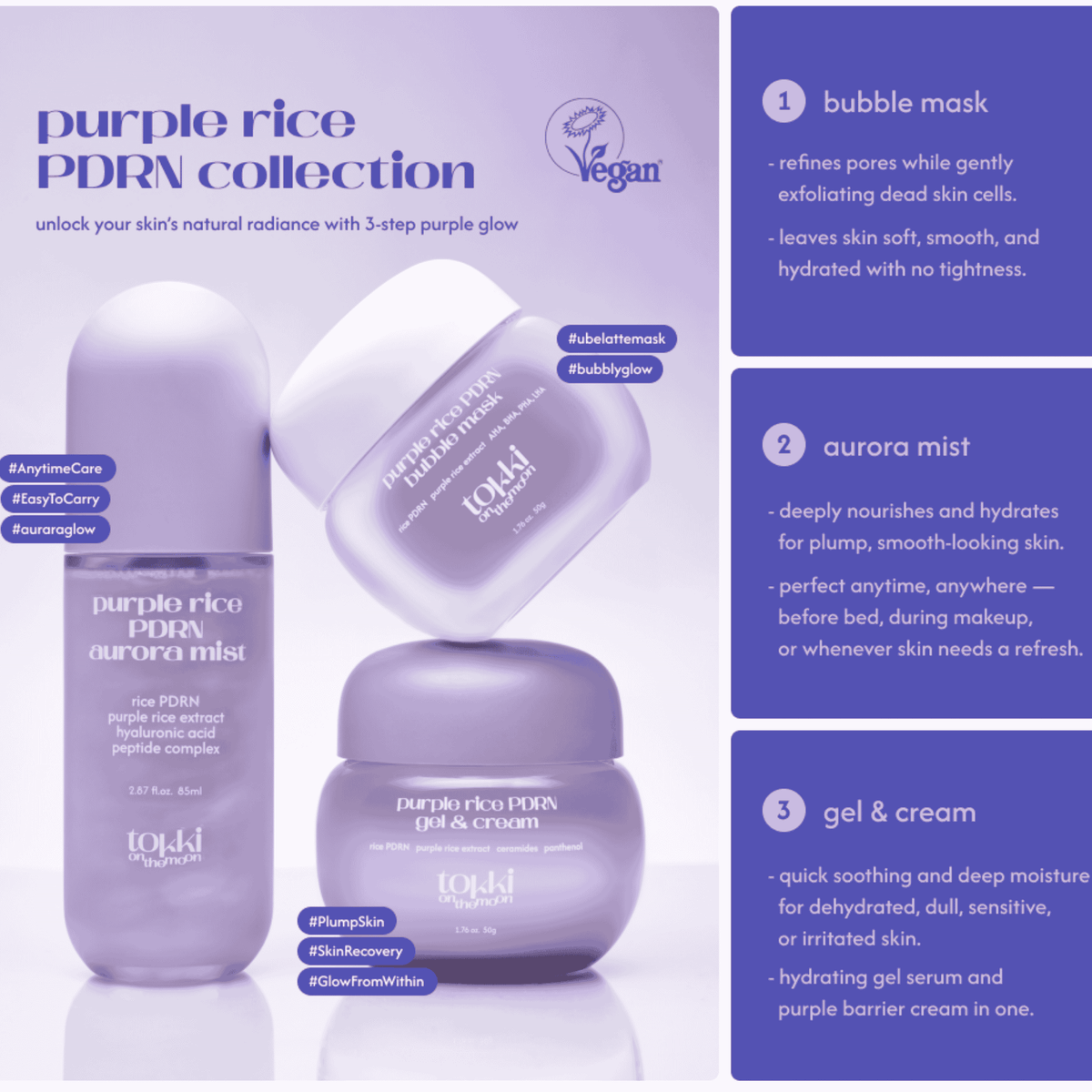 [Pre-Order] Tokki On The Moon Purple Rice PDRN Aurora Mist 85ml