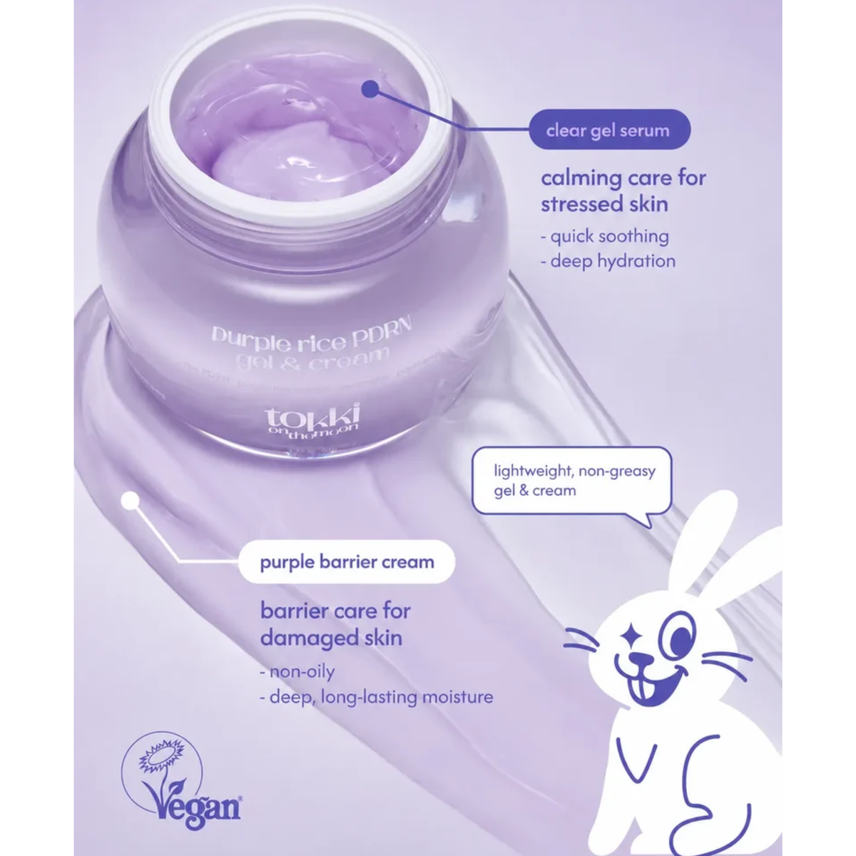 [Pre-Order] Tokki On The Moon Purple Rice PDRN Gel & Cream Moisturizer 50g