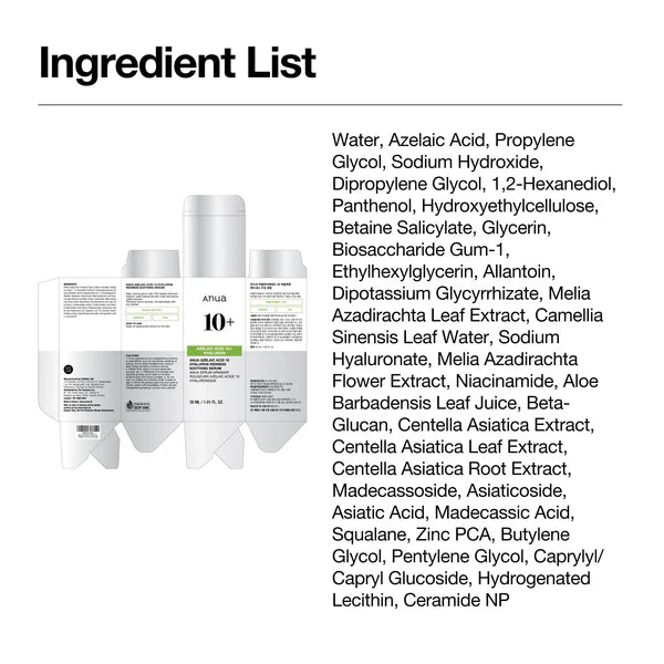 [PRE ORDER] ANUA Azelaic Acid 10 Hyaluron Redness Soothing Serum 30ml