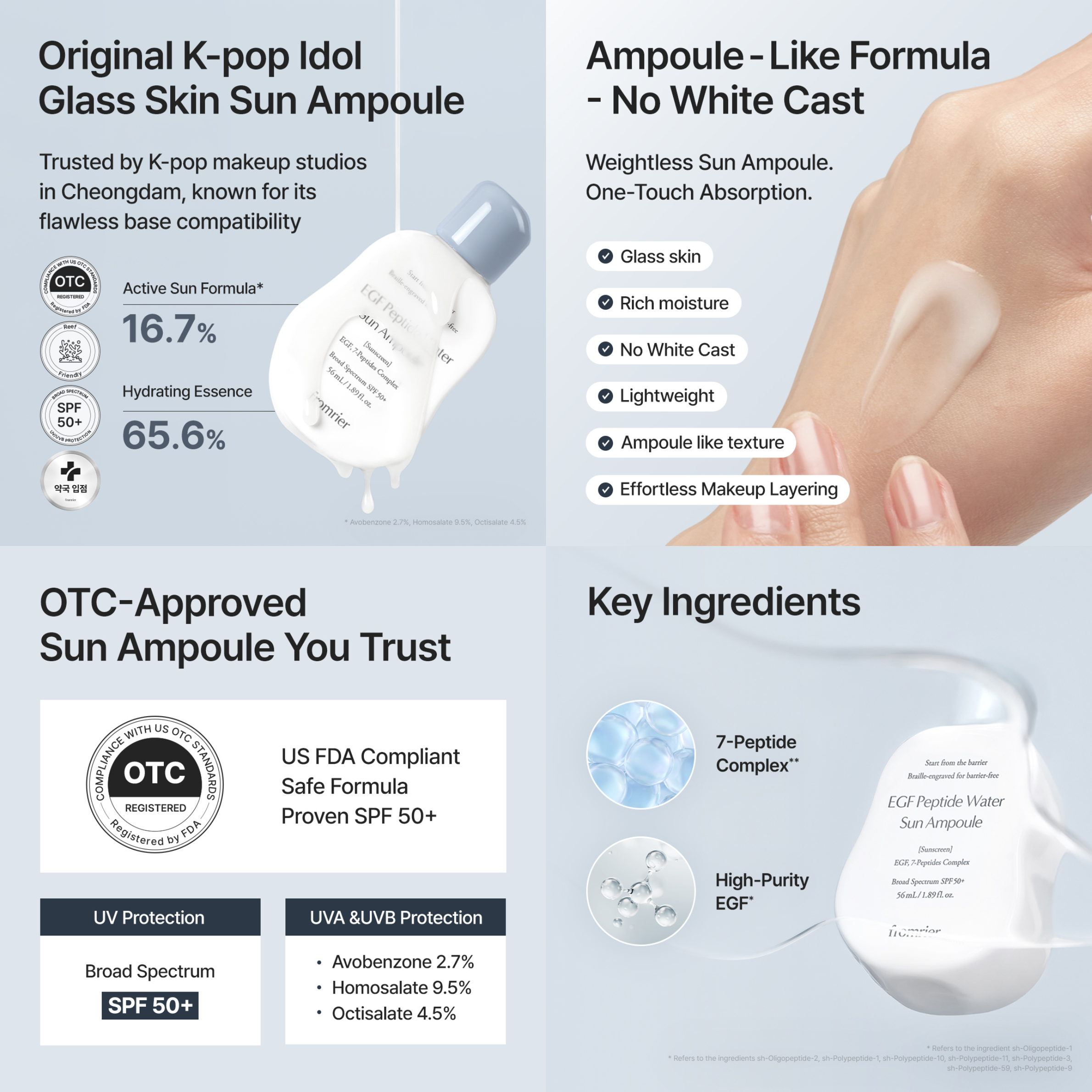 [PRE-ORDER] Fromrier EGF Peptide Water Sun Ampoule 56ml SPF50+ (OTC)