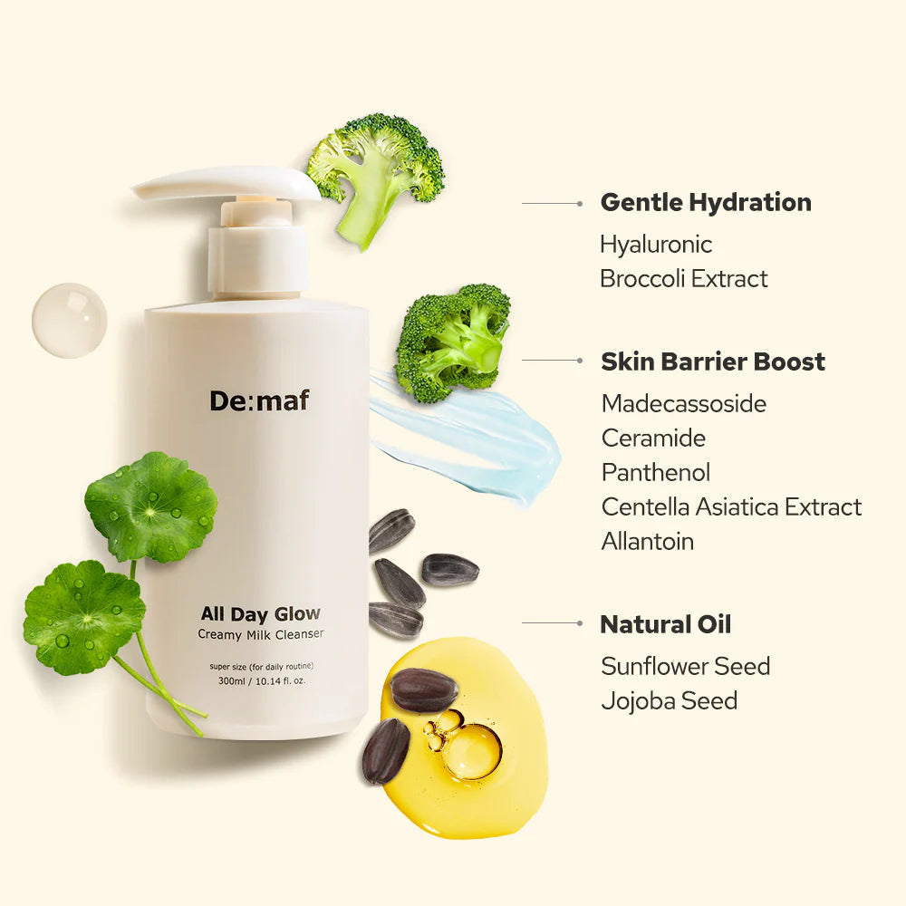 DE:MAF All Day Glow Creamy Milk Cleanser 300ml