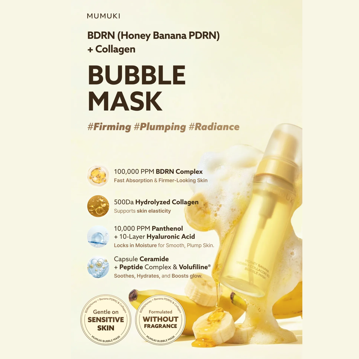 [PRE ORDER] MUMUKI HONEY BANANA BDRN BUBBLE MASK 150ml