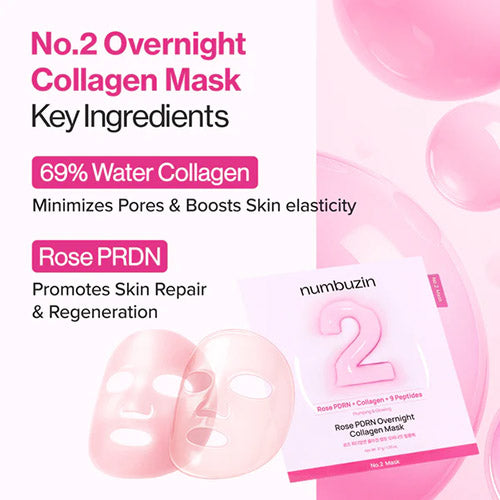 NUMBUZIN No.2 Rose PDRN Overnight Collagen Mask