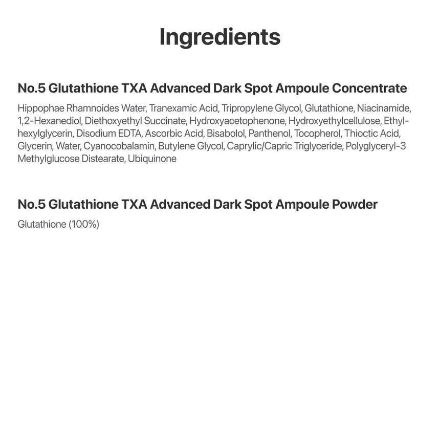 numbuzin glutathione serum ingredients No.5 Vitamin Concentrated 30ml Numbuzin No.5+ Vitamin Concentrated Serum is an intensive Vitamin ampoule that brightens skin and reduces the appearance of hyperpigmentation Numbuzin - No.5 Vitamin-Niacinamide Concentrated